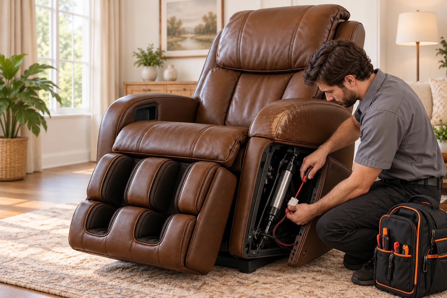 Massage chair repair — during repair